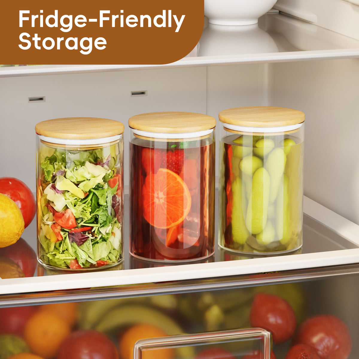 GOSCHE Glass Jars with Lids 32oz Food Canisters for Cookie Sugar Spice Coffee Beans Tea Flour Nuts Candy Oat Set of 6