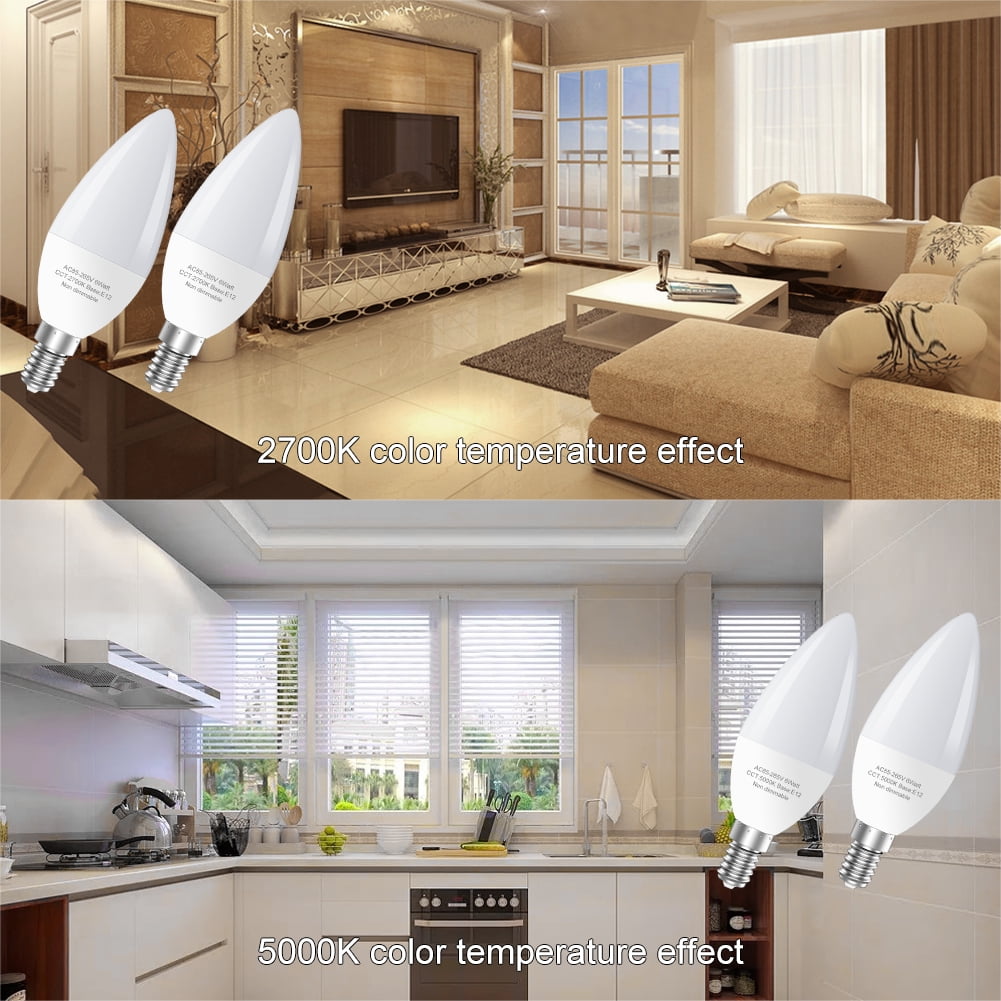 GOSCHE LED Light Bulbs, 6 Watts (60 Watts Equivalent) E12 led bulb,2700K Type B Light Bulb for Chandelier,12 Pack