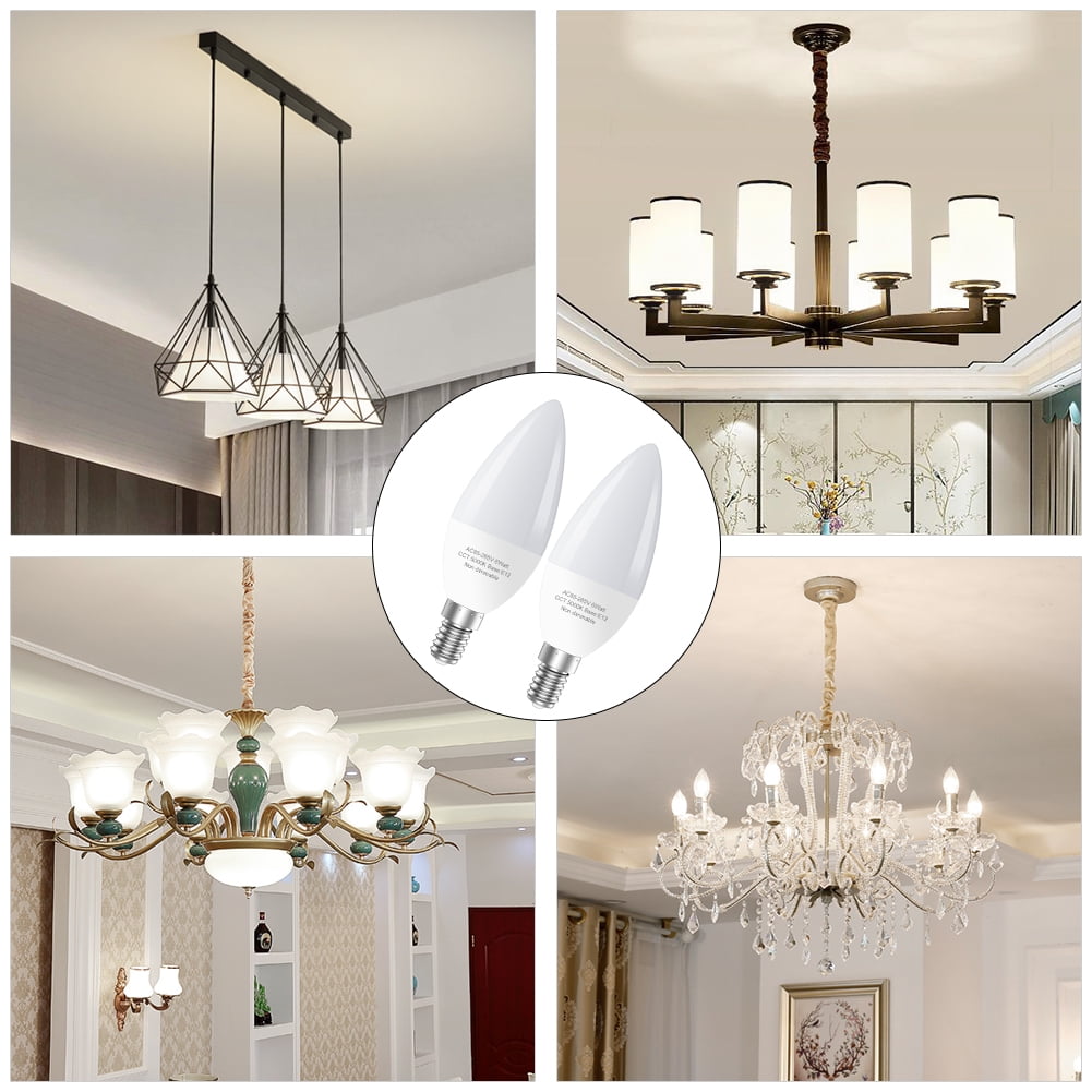 GOSCHE 12-Pack E12 LED Ceiling Fan Light Bulbs, 60 Watts Equivalent, 5000K Daylight, Type B Light Bulb for Chandelier, Non-Dimmable