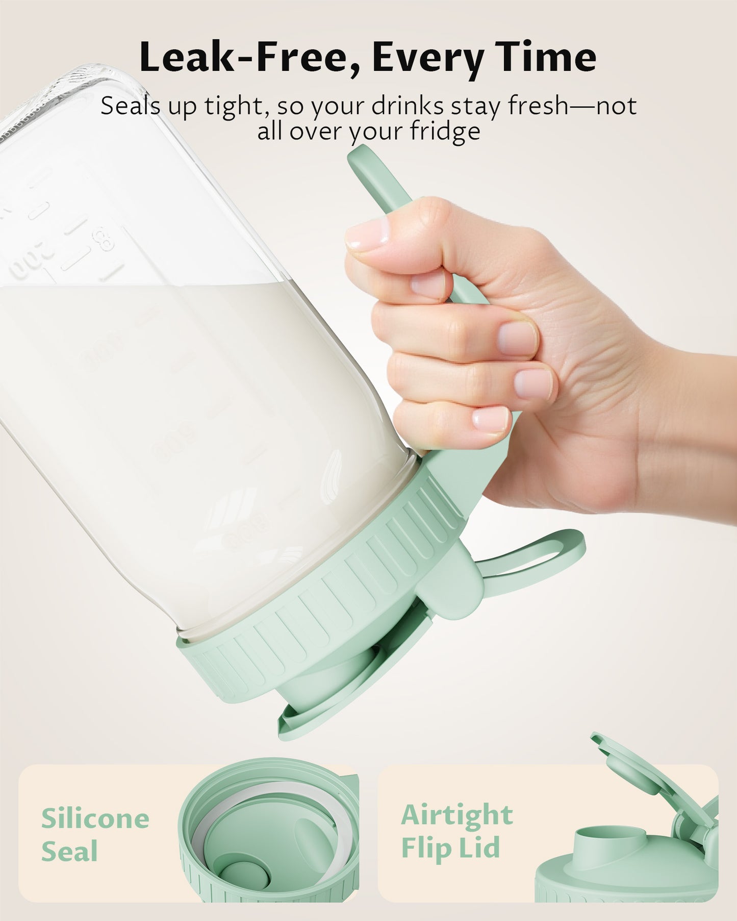 GOSCHE Mason Jar Pour Spout Lid Flip Cap Airtight Wide Mouth Mason Jar Lids with Handle for Drinking Leak Proof 2 Pack