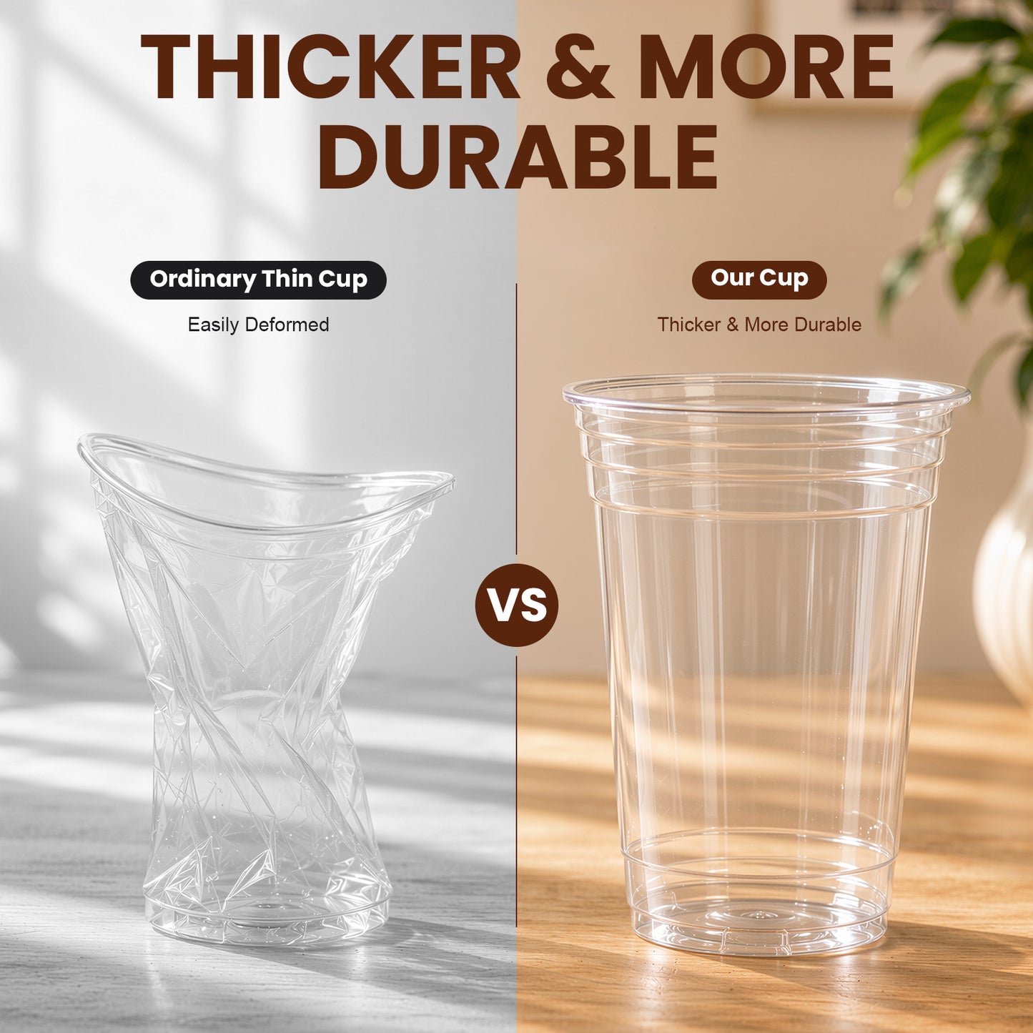 GOSCHE 100 Pack 16 oz Plastic Cups with Lids and Straws Extra Thick PET Iced Coffee Cups with Lids Disposable for Juice Parties Office Clear Flat Lids