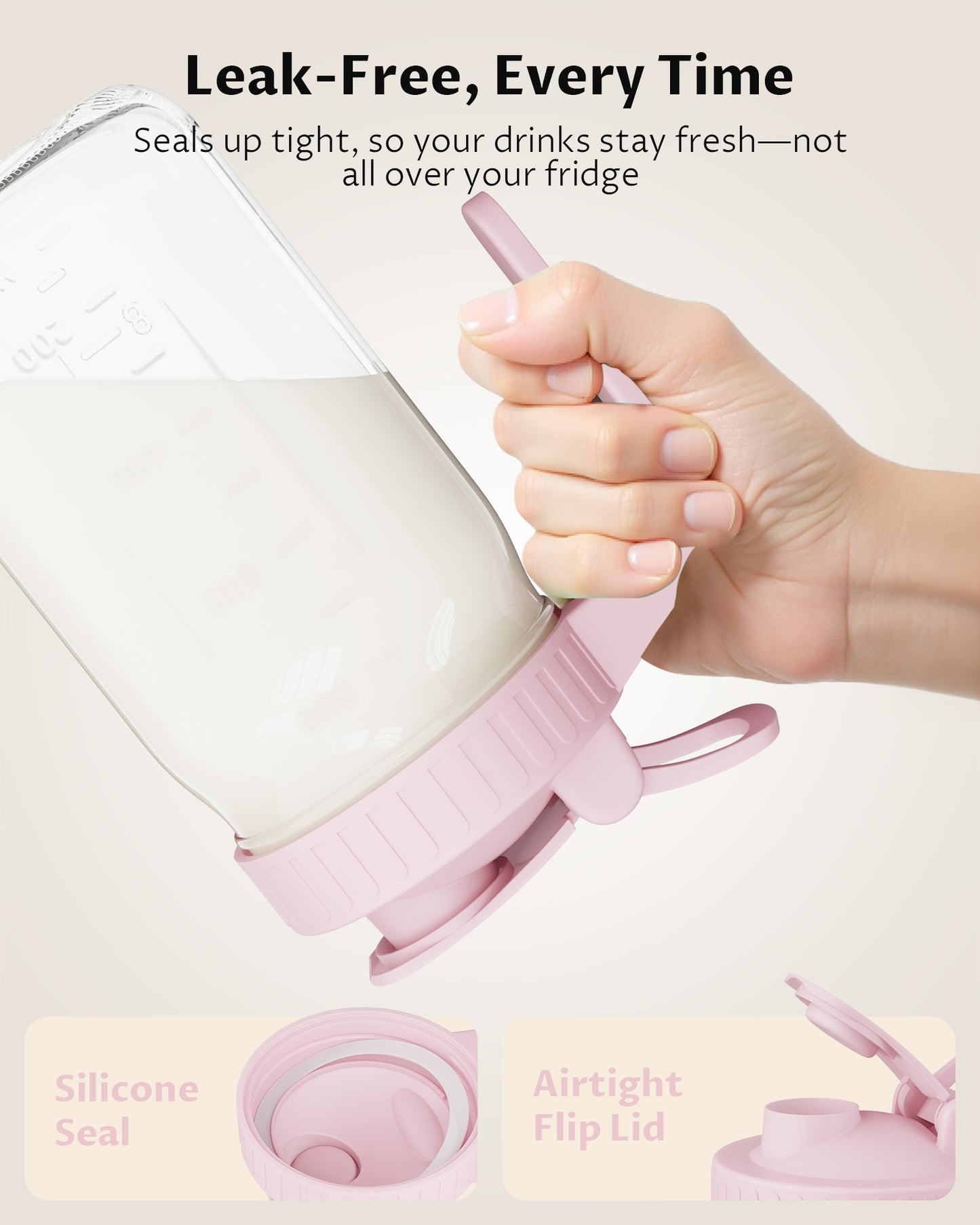 GOSCHE Mason Jar Pour Spout Lid Flip Cap Airtight Wide Mouth Mason Jar Lids with Handle for Drinking Leak Proof 2 Pack Purple Pink